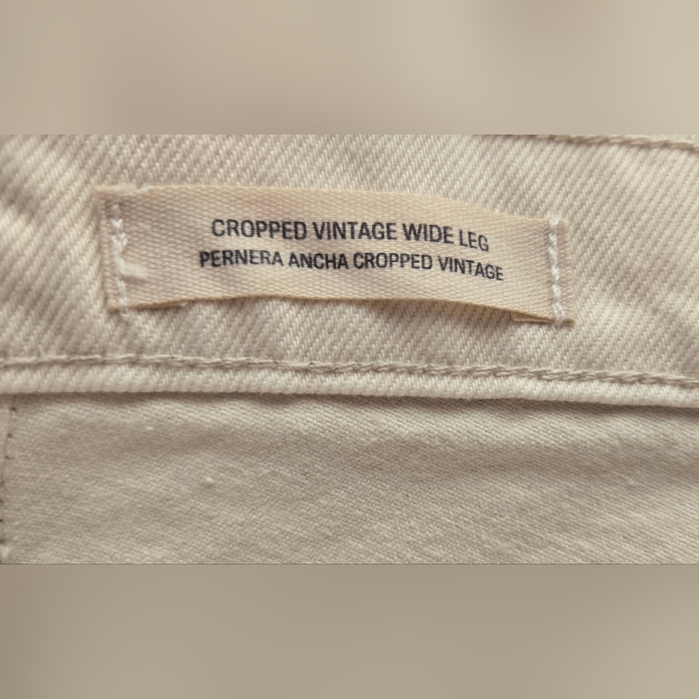 White Denim Jeans, Cropped Vintage Wide Leg, Size 12, Mid Rise, Cuffed Leg, NWT - Picture 9 of 13